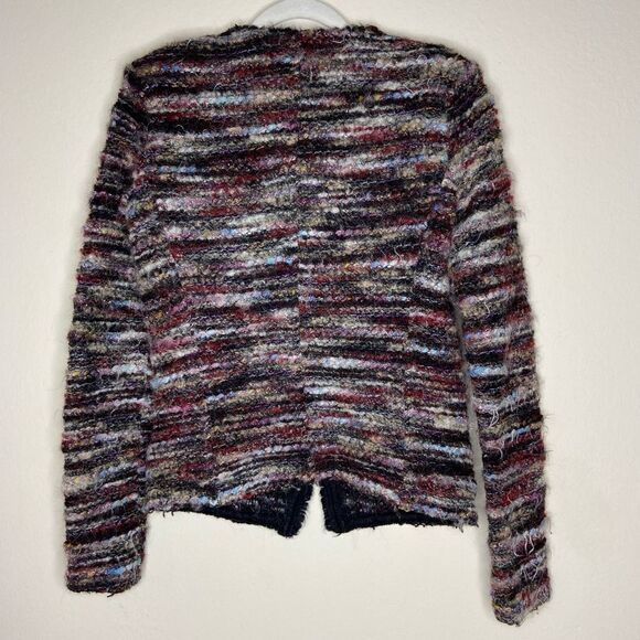 Isabel Marant Monty Wool Alpaca Black Varsity Jacket  Striped Tweed Size M - Picture 14 of 17